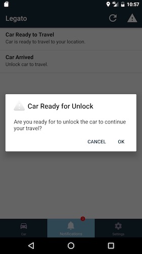 Legato Car Unlock Popup