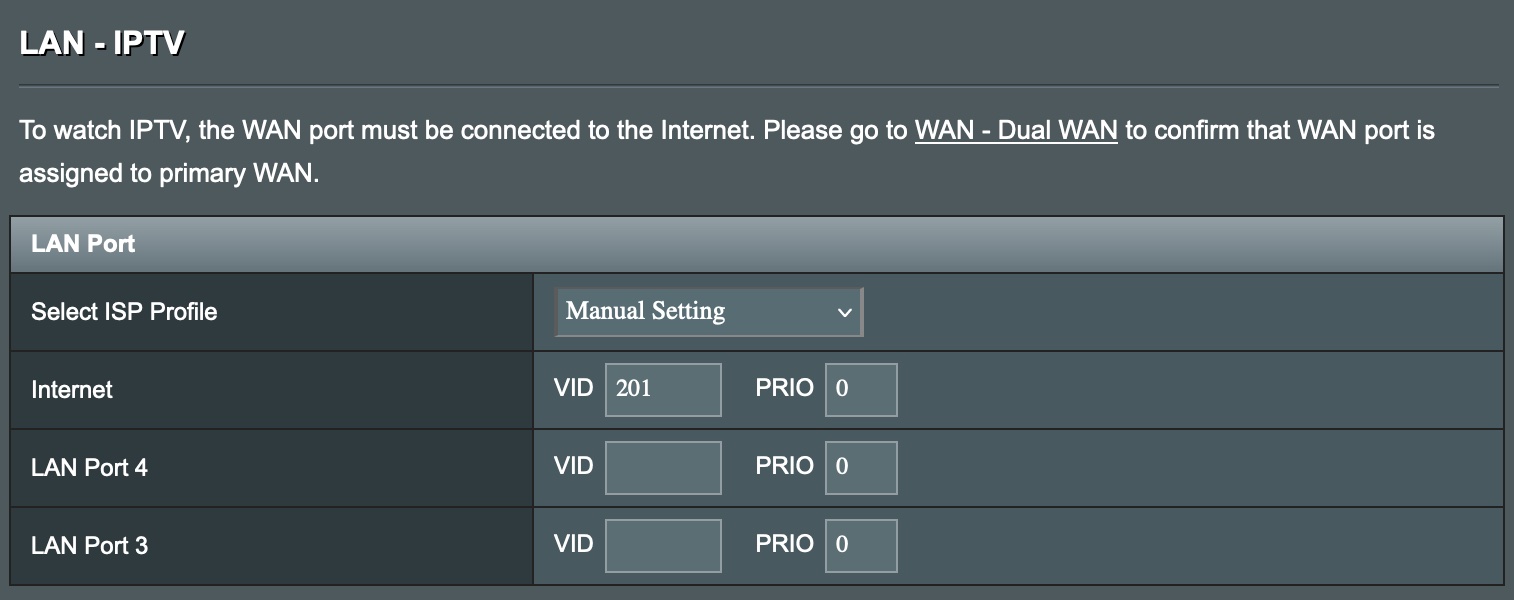 VLAN ID configuration screenshot