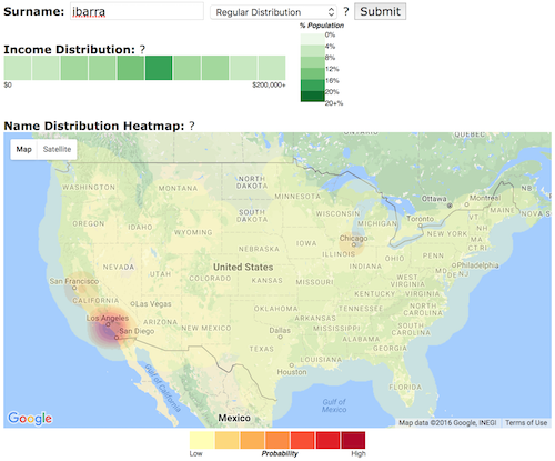 Ibarra Surname Density - Regular Search